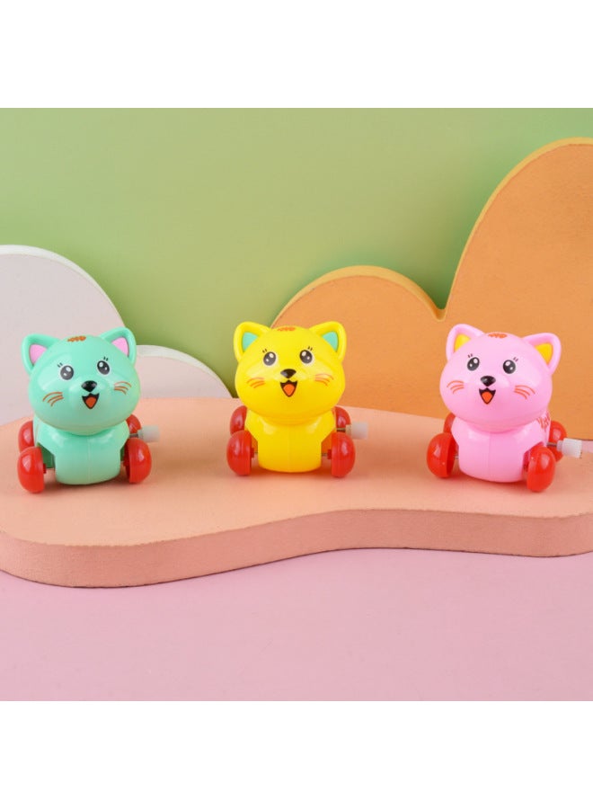 Children's Spring Toy Winding Cat Cartoon Animal Fun Running Kindergarten Small Gift Stall Wholesale-Color:Clockwork Sliding Kitten-random Color - Image 1