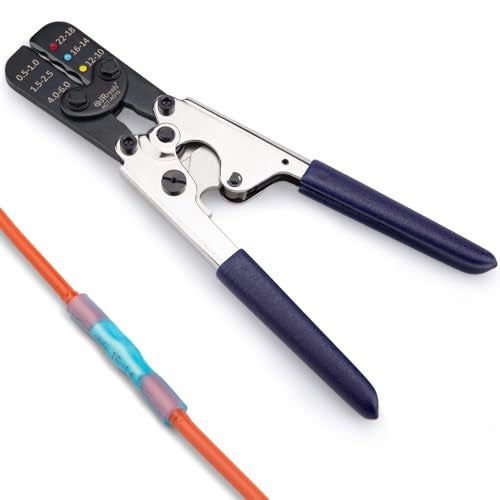JRready ACTAD10 Ratcheting Crimping Tool 2210 AWG Wire Crimper for Heat Shrink Butt Connectors Insulated Terminals Oval Crimp Die FullCycle Ratchet for MarineAutomotiveRV Wiring - Image 1