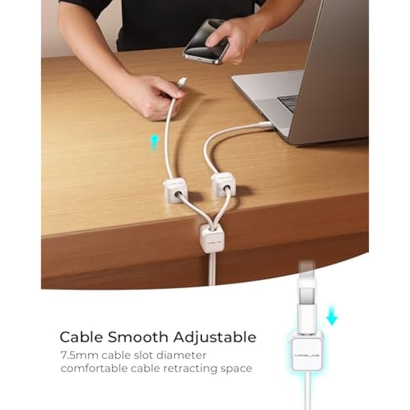 20-Pack Magnetic Cable Management Cord Organizer,【1s Lock】 Cable Holder Clips -Desk Cable Clips 【Cable Smooth Adjustable】, Adhesive Wire Organizer Keeper for Nightstand Desktop Wall Car Office - Image 5