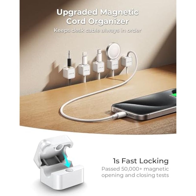 20-Pack Magnetic Cable Management Cord Organizer,【1s Lock】 Cable Holder Clips -Desk Cable Clips 【Cable Smooth Adjustable】, Adhesive Wire Organizer Keeper for Nightstand Desktop Wall Car Office - Image 3
