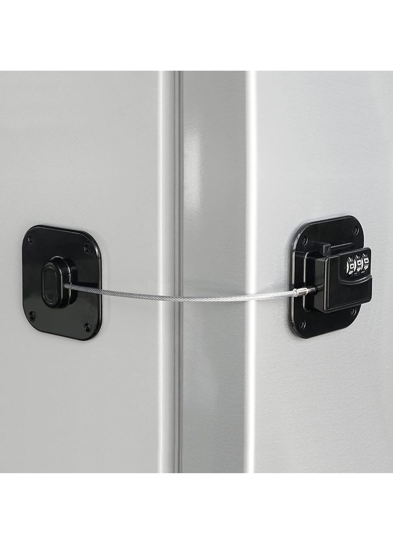 Child Safety Refrigerator Locks with 3 Digit Combination, Safety Cabinet and Drawer Locks for Kids, Easy to Install Combination Locks for Refrigerator, Cabinet and Home Security (Black)