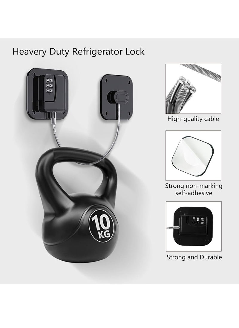 Child Safety Refrigerator Locks with 3 Digit Combination, Safety Cabinet and Drawer Locks for Kids, Easy to Install Combination Locks for Refrigerator, Cabinet and Home Security (Black)