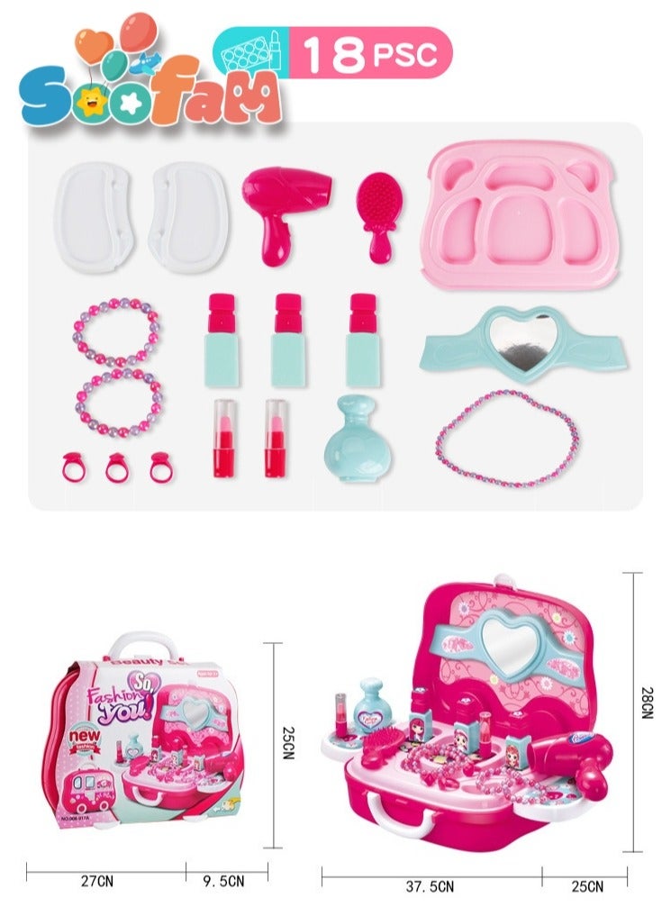 Soofam 18 Piece Girls Makeup Kit Safety Makeup Set Washable Non-toxic Cosmetic Toy Creativity Development Pretend Set New Year's Gift - Image 5