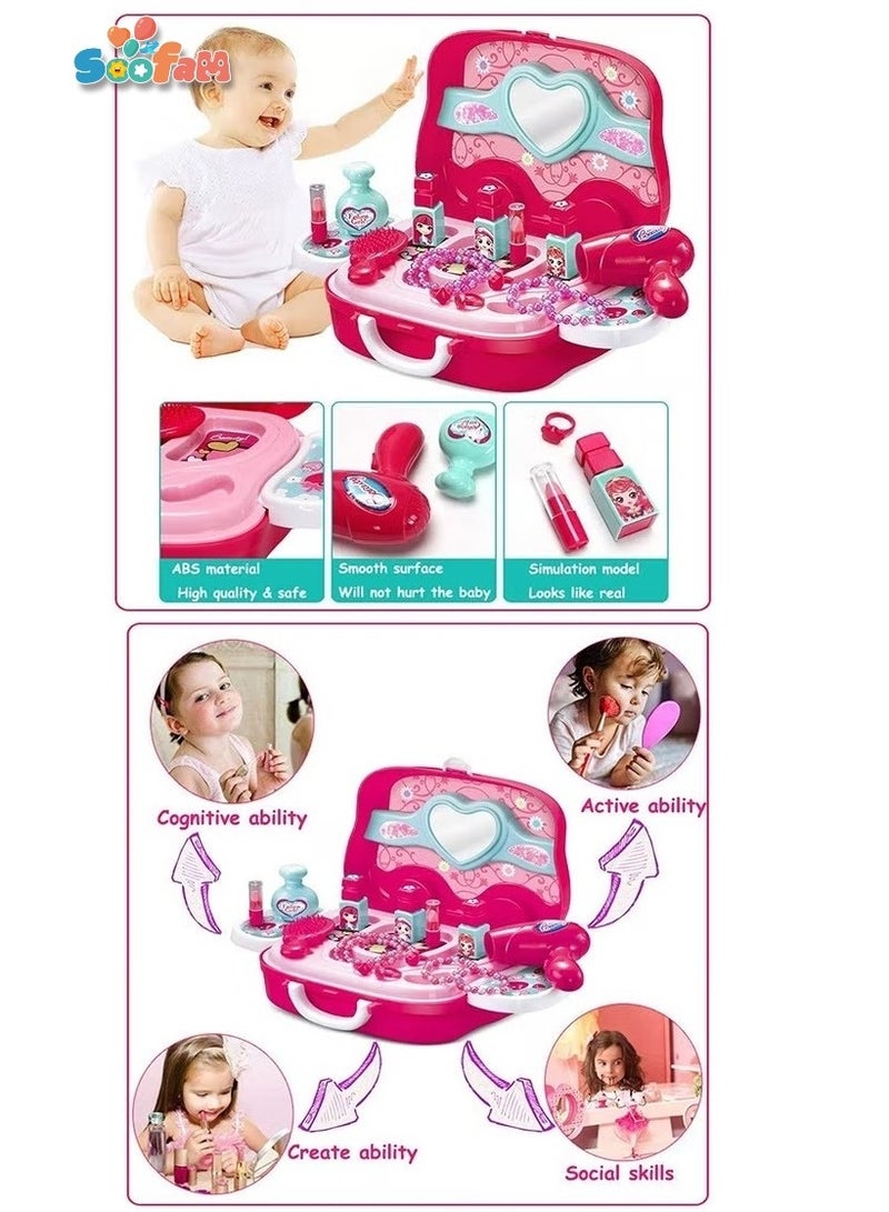 Soofam 18 Piece Girls Makeup Kit Safety Makeup Set Washable Non-toxic Cosmetic Toy Creativity Development Pretend Set New Year's Gift - Image 3