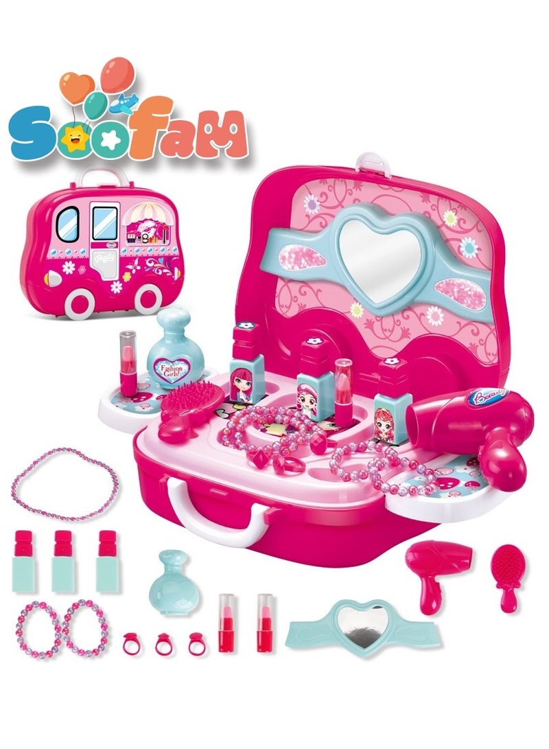 Soofam 18 Piece Girls Makeup Kit Safety Makeup Set Washable Non-toxic Cosmetic Toy Creativity Development Pretend Set New Year's Gift - Image 1