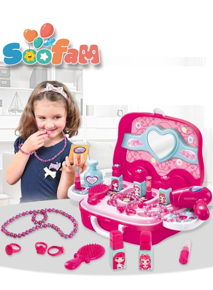 Soofam 18 Piece Girls Makeup Kit Safety Makeup Set Washable Non-toxic Cosmetic Toy Creativity Development Pretend Set New Year's Gift - Image 2