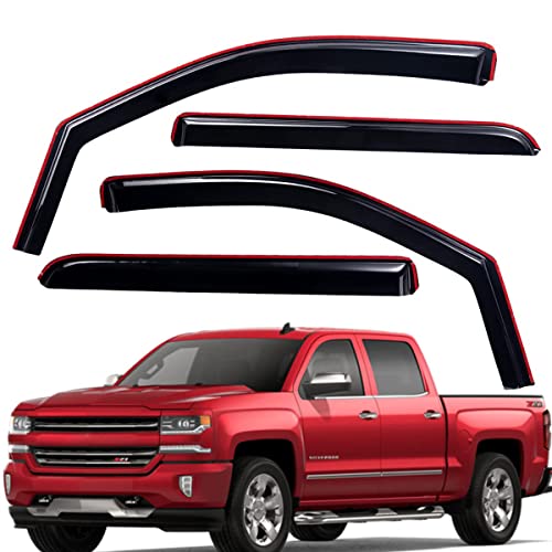 Lightronic Extra Durable Clip-on in-Channel Auto Vent Window Visor, Fits 14-18 Chevrolet Silverado & GMC Sierra 1500, 15-19 Silverado/Sierra 2500 HD & 3500 HD, Original Window Deflector, Smoke, 4-Pcs - Image 1