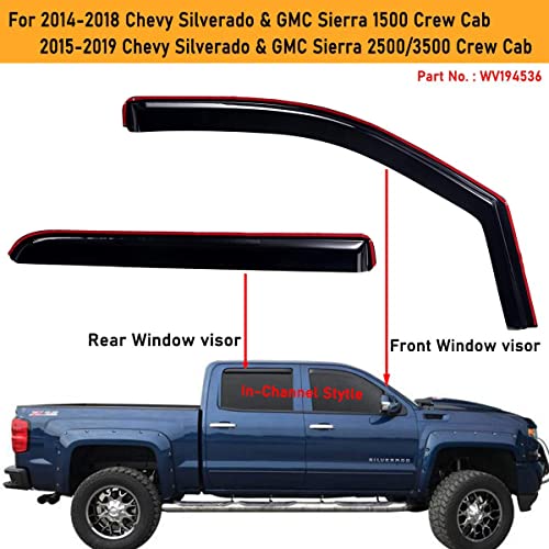 Lightronic Extra Durable Clip-on in-Channel Auto Vent Window Visor, Fits 14-18 Chevrolet Silverado & GMC Sierra 1500, 15-19 Silverado/Sierra 2500 HD & 3500 HD, Original Window Deflector, Smoke, 4-Pcs - Image 4