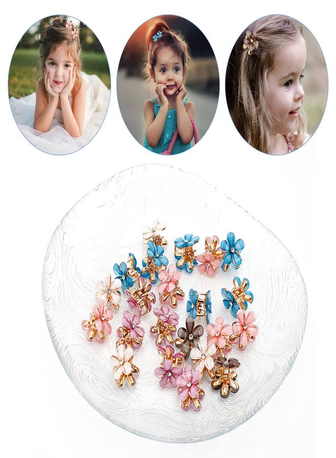 CHIROGRAPHY 20 PCS Crystal Flower Hair Clips for Women and Girls | Mini Spring Claw Clip with Pearl Design | Non-Slip Hair Accessories for Thick and Thin Hair | Small Claw Clip (5 Colors) - Image 2