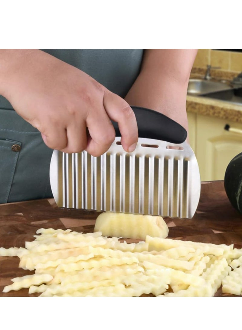 إسكدنيا سكين متموج من الفولاذ المقاوم للصدأ، قاطعة مجعدة لتقطيع الخضار والبطاطس - Image 4