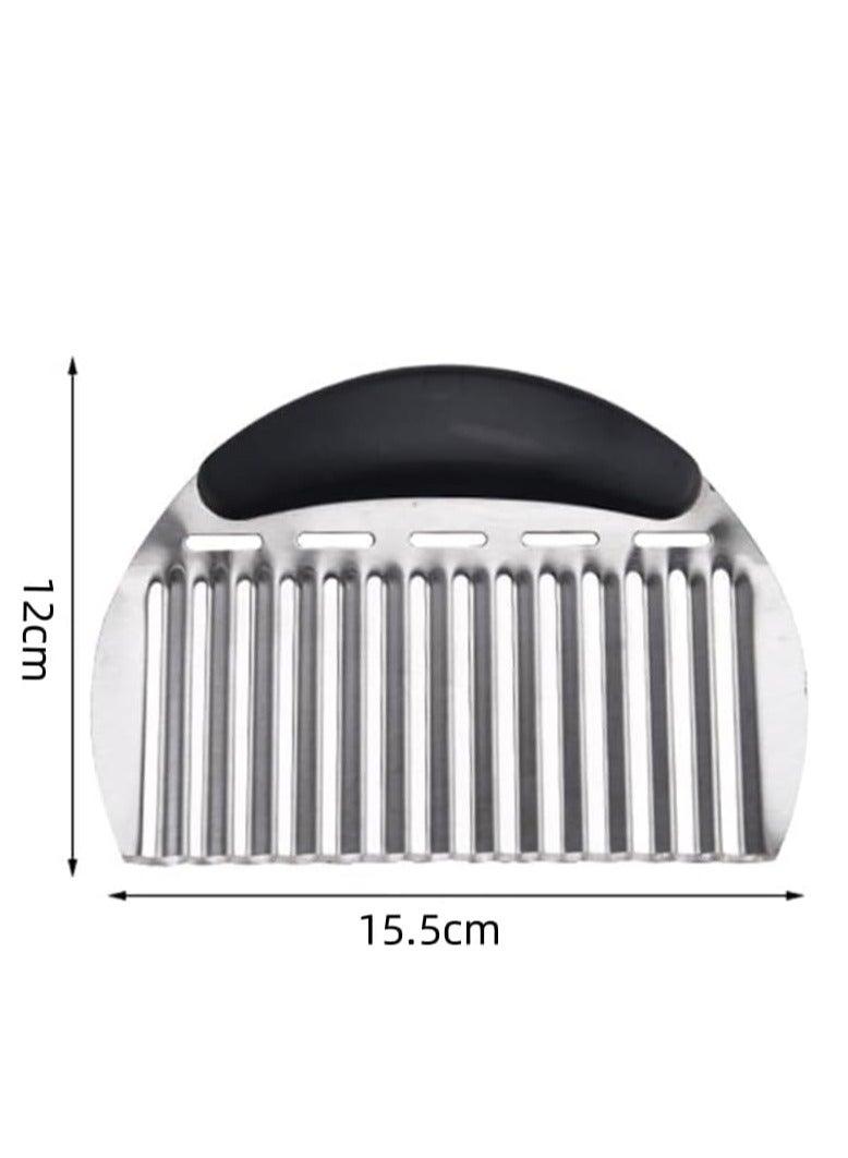 إسكدنيا سكين متموج من الفولاذ المقاوم للصدأ، قاطعة مجعدة لتقطيع الخضار والبطاطس - Image 2