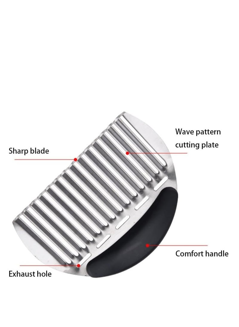 إسكدنيا سكين متموج من الفولاذ المقاوم للصدأ، قاطعة مجعدة لتقطيع الخضار والبطاطس - Image 3