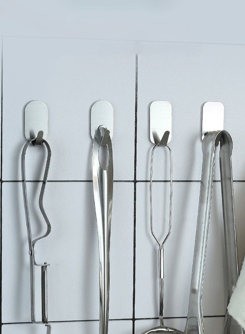 20 Pcs Heavy Duty Oval Adhesive Towel Hooks Stick on Towel Hanger Wall Holder Waterproof Stainless Steel Sticky Hooks for Hanging Bathroom Kitchen Home 4x2 cm Nickel - Image 2