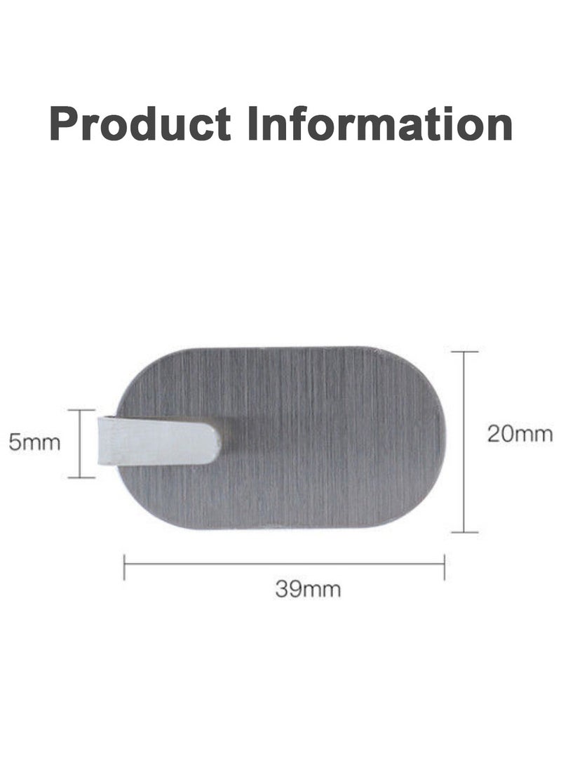 20 Pcs Heavy Duty Oval Adhesive Towel Hooks Stick on Towel Hanger Wall Holder Waterproof Stainless Steel Sticky Hooks for Hanging Bathroom Kitchen Home 4x2 cm Nickel - Image 3