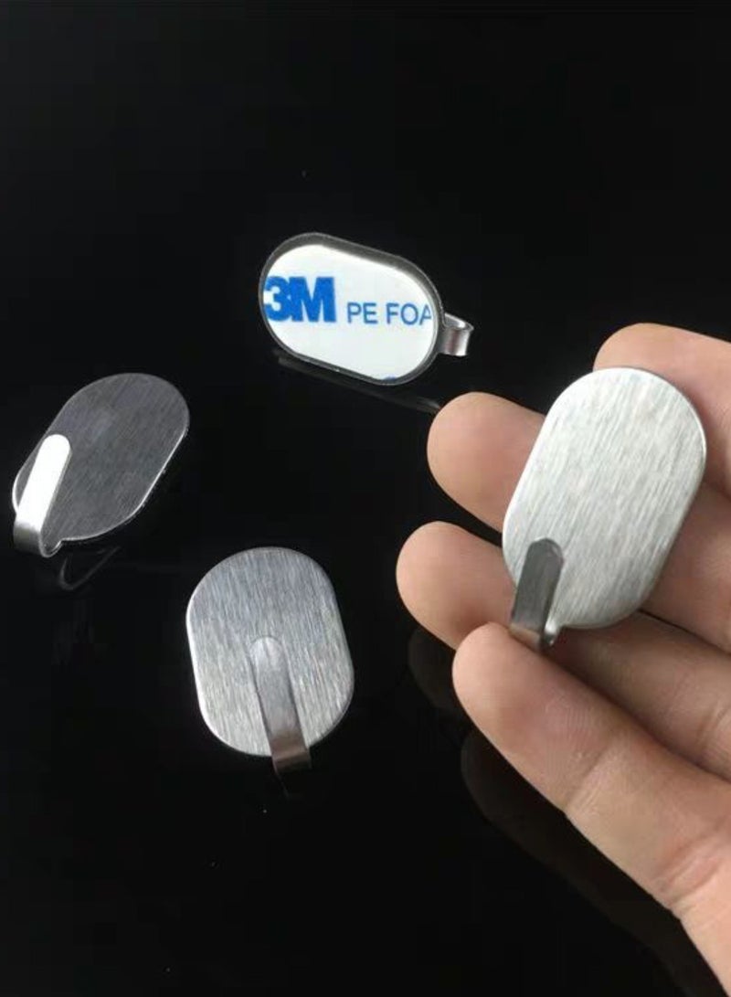 20 Pcs Heavy Duty Oval Adhesive Towel Hooks Stick on Towel Hanger Wall Holder Waterproof Stainless Steel Sticky Hooks for Hanging Bathroom Kitchen Home 4x2 cm Nickel - Image 5