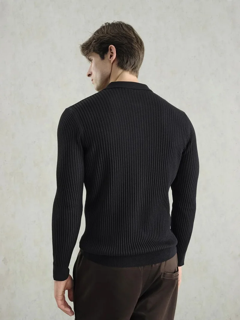 جيستو GIESTO Slim Fit Polo Collar Buttoned Long Sleeve T-Shirt