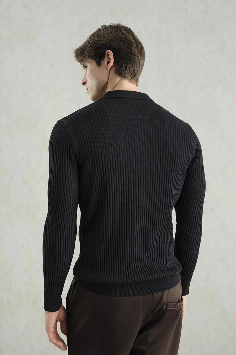 جيستو GIESTO Slim Fit Polo Collar Buttoned Long Sleeve T-Shirt