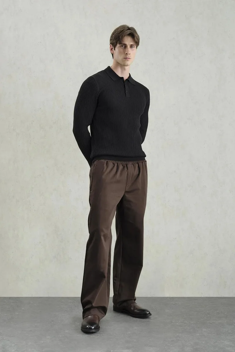 Giesto Black GIESTO Slim Fit Polo Collar Buttoned Long Sleeve T-Shirt for Men | Best Price UAE