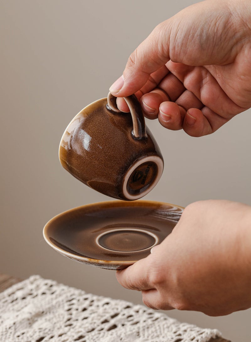 Shuer Ceramic Coffee cup, Espresso cup，Arabic coffee cup，Turkish coffee cup, Cup and Saucer Set Suitable for Home Office Restaurant Gifts Garden Party Home Afternoon Tea Set - Image 4