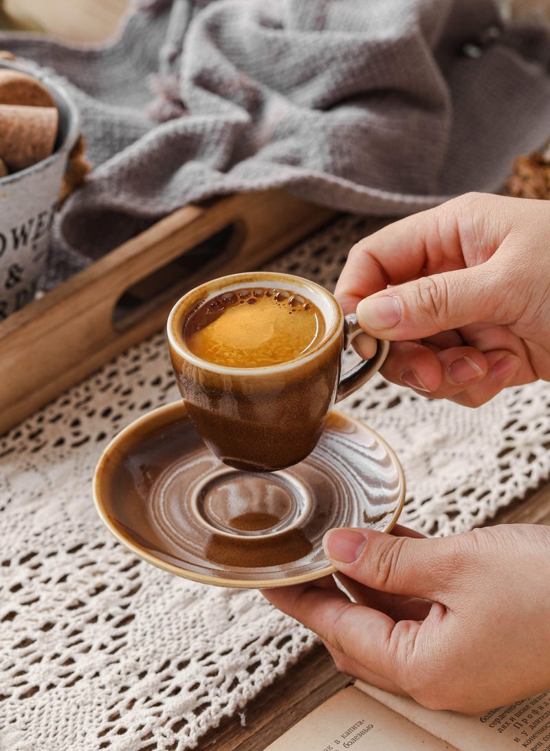 Shuer Ceramic Coffee cup, Espresso cup，Arabic coffee cup，Turkish coffee cup, Cup and Saucer Set Suitable for Home Office Restaurant Gifts Garden Party Home Afternoon Tea Set - Image 2
