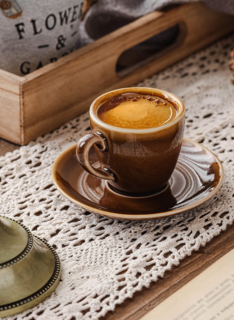 Shuer Ceramic Coffee cup, Espresso cup，Arabic coffee cup，Turkish coffee cup, Cup and Saucer Set Suitable for Home Office Restaurant Gifts Garden Party Home Afternoon Tea Set - Image 1