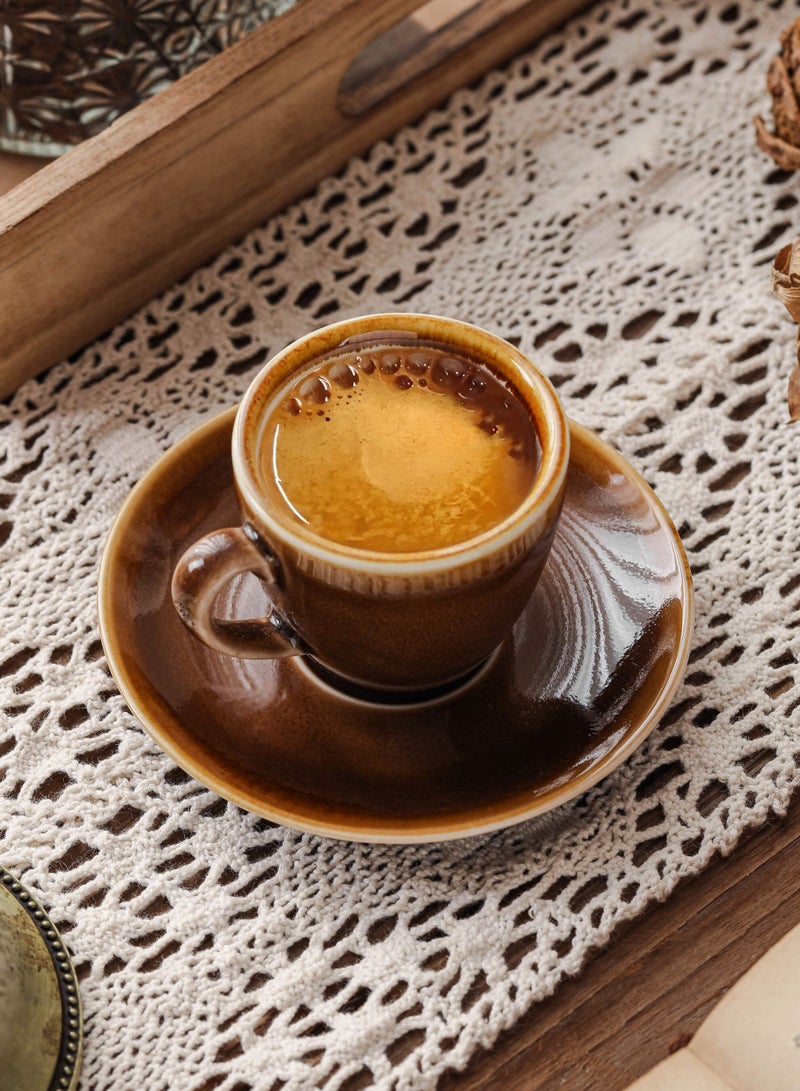 Shuer Ceramic Coffee cup, Espresso cup，Arabic coffee cup，Turkish coffee cup, Cup and Saucer Set Suitable for Home Office Restaurant Gifts Garden Party Home Afternoon Tea Set - Image 3