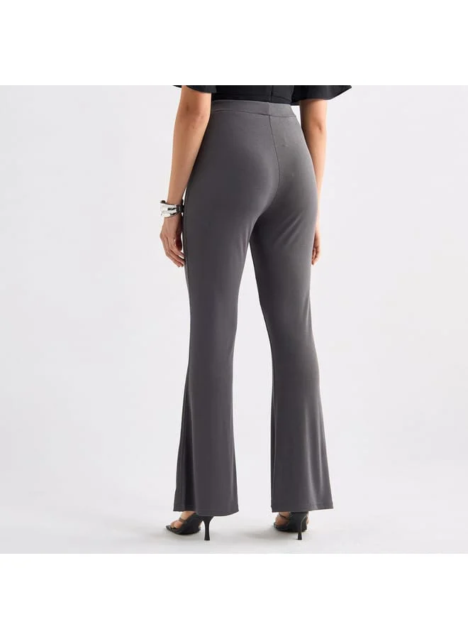 Splash FAV Full Length Ribbed Flared Leggings with Elasticated Waistband