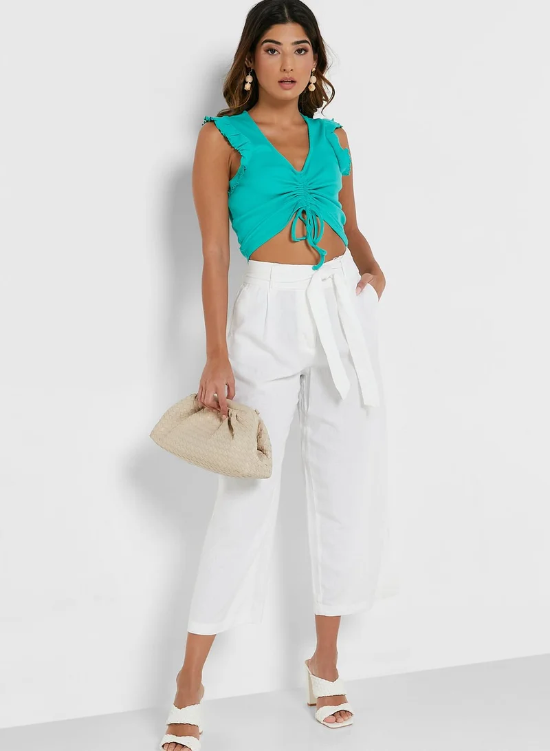 ONLY Ruched Ruffle Detail Top