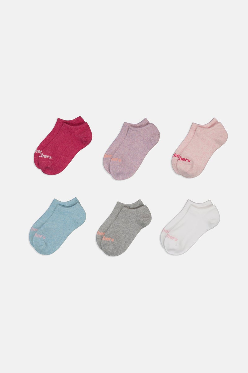SKECHERS Kids Girl 6 Pairs Brand Logo Low Cut Socks, Multicolor - Image 3