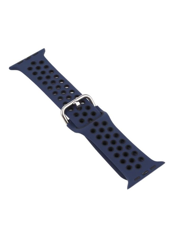 NIBEMINENT Ethnic Replacement Watchband with Protective Case For Apple Watch 4/5/6/SE 44mm Blue/Black - Image 4