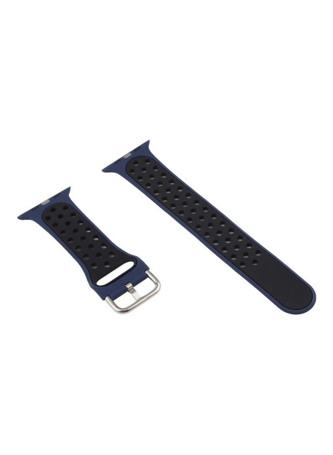 NIBEMINENT Ethnic Replacement Watchband with Protective Case For Apple Watch 4/5/6/SE 44mm Blue/Black - Image 3