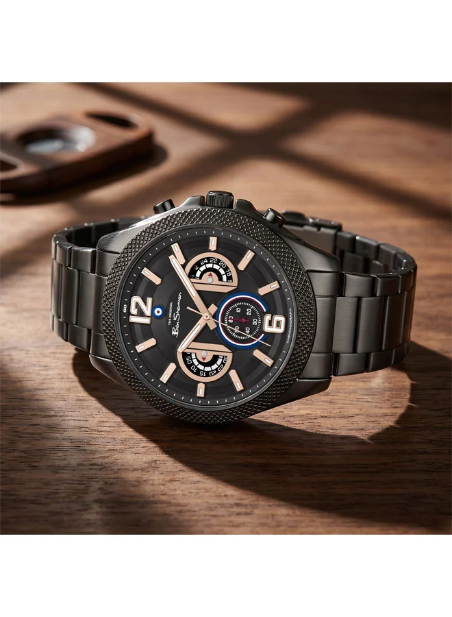 Ben Sherman black Sheffield Black Dial Black Stainless Steel Bracelet Chronograph Watch for Men, 44mm for Men | Best Price UAE