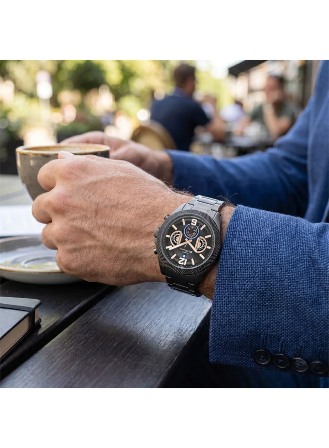 Ben Sherman black Sheffield Black Dial Black Stainless Steel Bracelet Chronograph Watch for Men, 44mm for Men | Best Price UAE