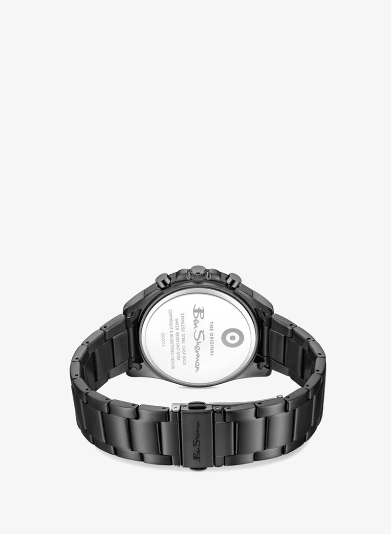 Ben Sherman black Sheffield Black Dial Black Stainless Steel Bracelet Chronograph Watch for Men, 44mm for Men | Best Price UAE