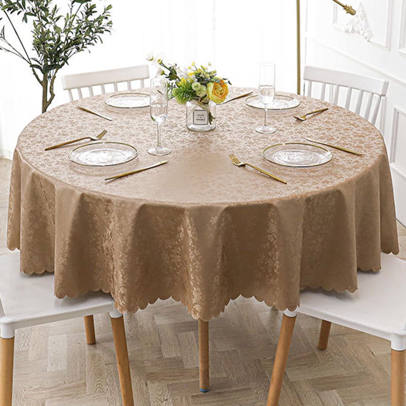 Jeloris Round Waterproof Vinyl Tablecloth, Stain Resistant Heavy Plastic Tablecloth, Wipeable Spillproof Oil-Proof Vinyl Table Cover for Kitchen, Dining, Parties, Wedding (48 inch, Coffee) - Image 2