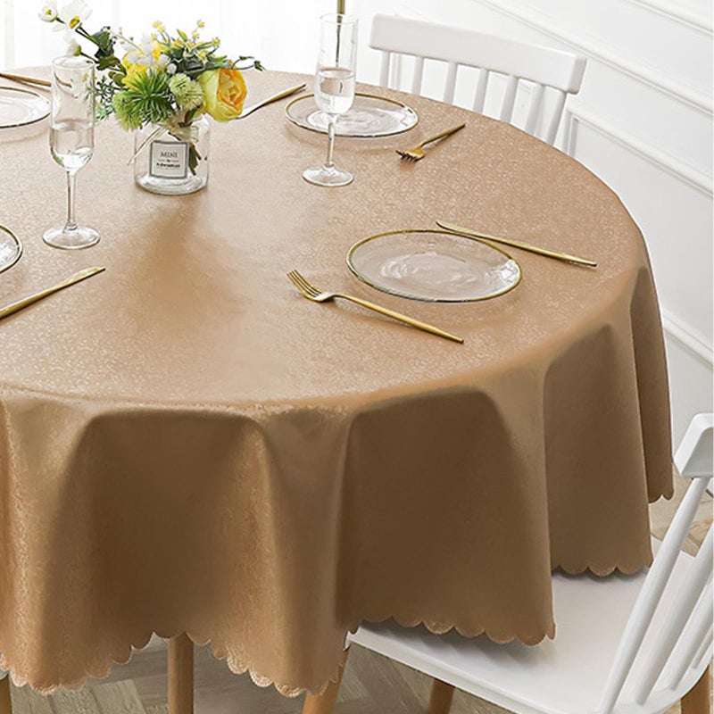 Jeloris Round Waterproof Vinyl Tablecloth, Stain Resistant Heavy Plastic Tablecloth, Wipeable Spillproof Oil-Proof Vinyl Table Cover for Kitchen, Dining, Parties, Wedding (48 inch, Coffee) - Image 4