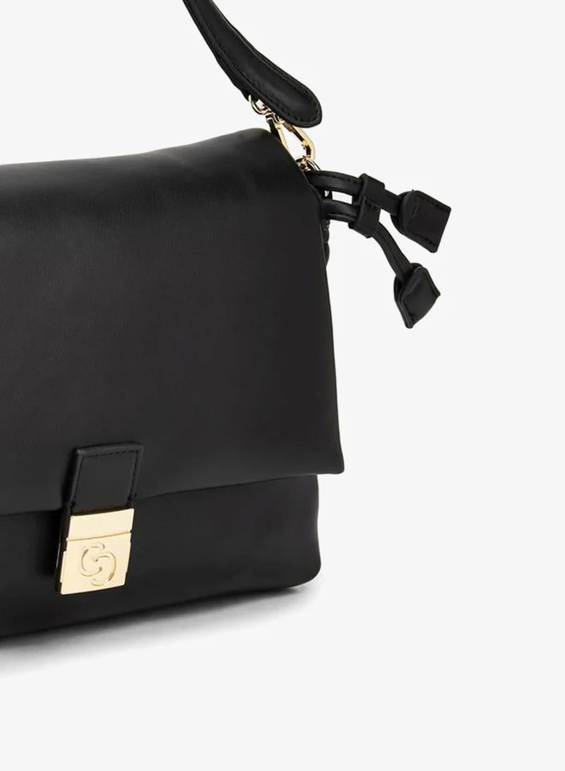 Celeste BLACK Solid Crossbody Bag with Detachable Strap for Women | Best Price UAE