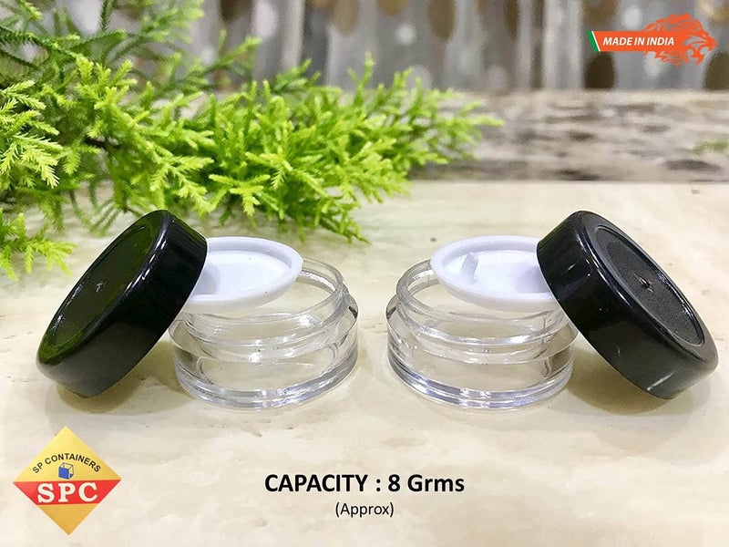 SPC SPC Empty Acrylic San Jar Transparent Cosmetic Container With Leakproof Inner Lids For Lip Balms Lip Scrubs Body Butters Eyeshadow Makeup Diy Cosmetics Beauty ProductsBlack 8 ml Pack Of 5  - Image 2
