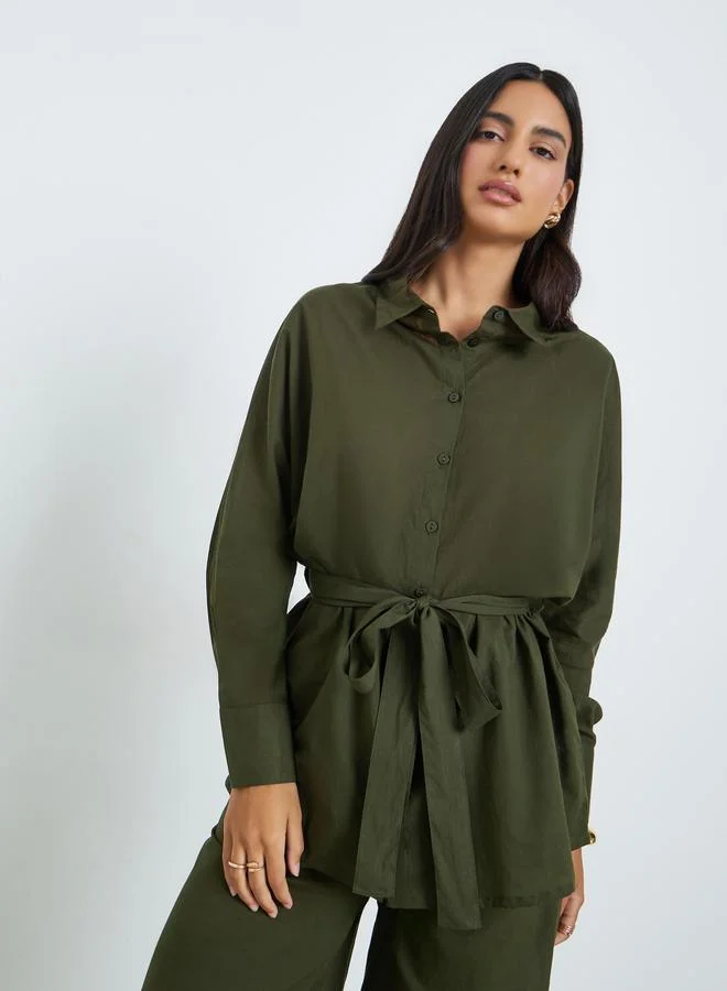 ستايلي طقم منسق من بنطال وبلوزة قطن بقصة واسعة