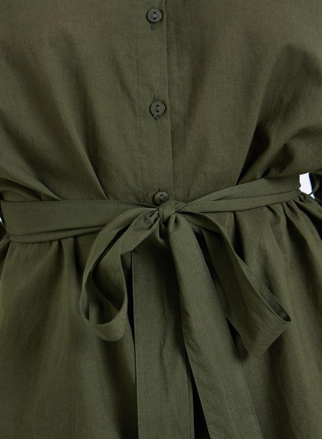 Styli Olive Oversized Cotton Shirt and Pants Co-ords - Image 4