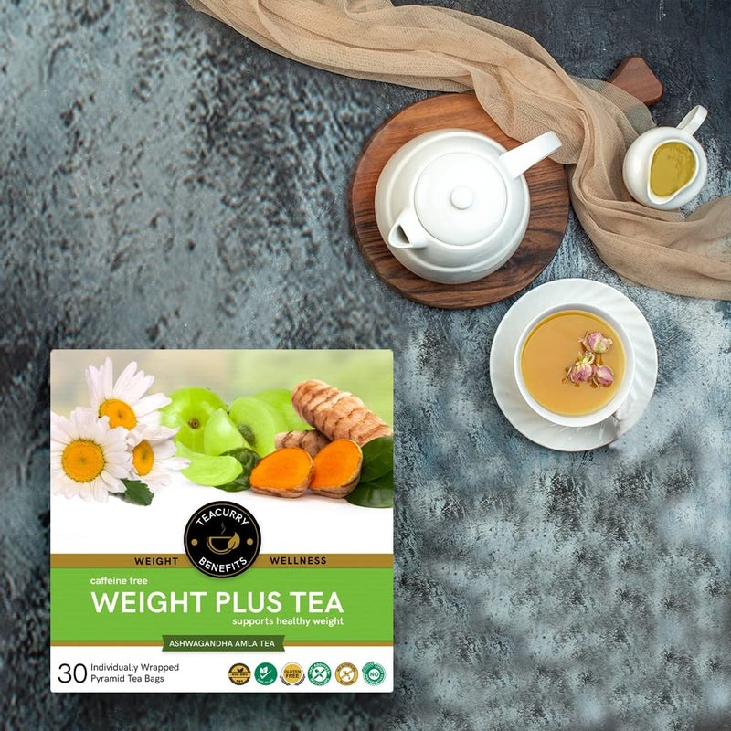TEACURRY Weight Plus Tea (60 Tea Bags, Pack of 2 Month) | Helps in Plus Mass - Men & Women | Green Tea for Weight Gain. - Image 3