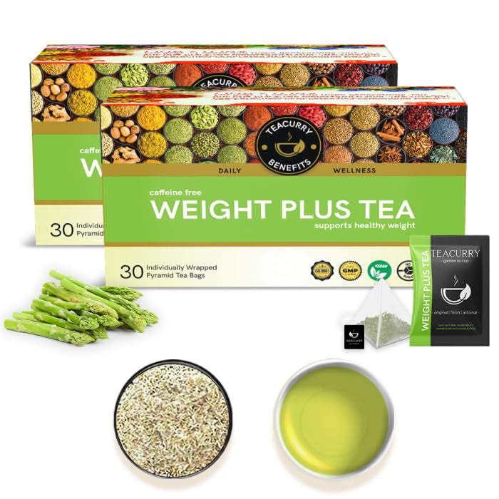 TEACURRY Weight Plus Tea (60 Tea Bags, Pack of 2 Month) | Helps in Plus Mass - Men & Women | Green Tea for Weight Gain. - Image 1