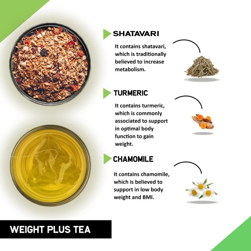 TEACURRY Weight Plus Tea (60 Tea Bags, Pack of 2 Month) | Helps in Plus Mass - Men & Women | Green Tea for Weight Gain. - Image 2
