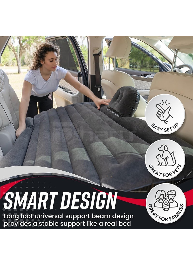 DHARU DHARU Portable Multifunctional Baby Car Air MattressCar Inflatable Bed with Electric Pump and 2 Air PillowQuick Inflatable Back Seat BedTravelTripsCampingPicnicPool BeachUniversal FitBlack  - Image 2