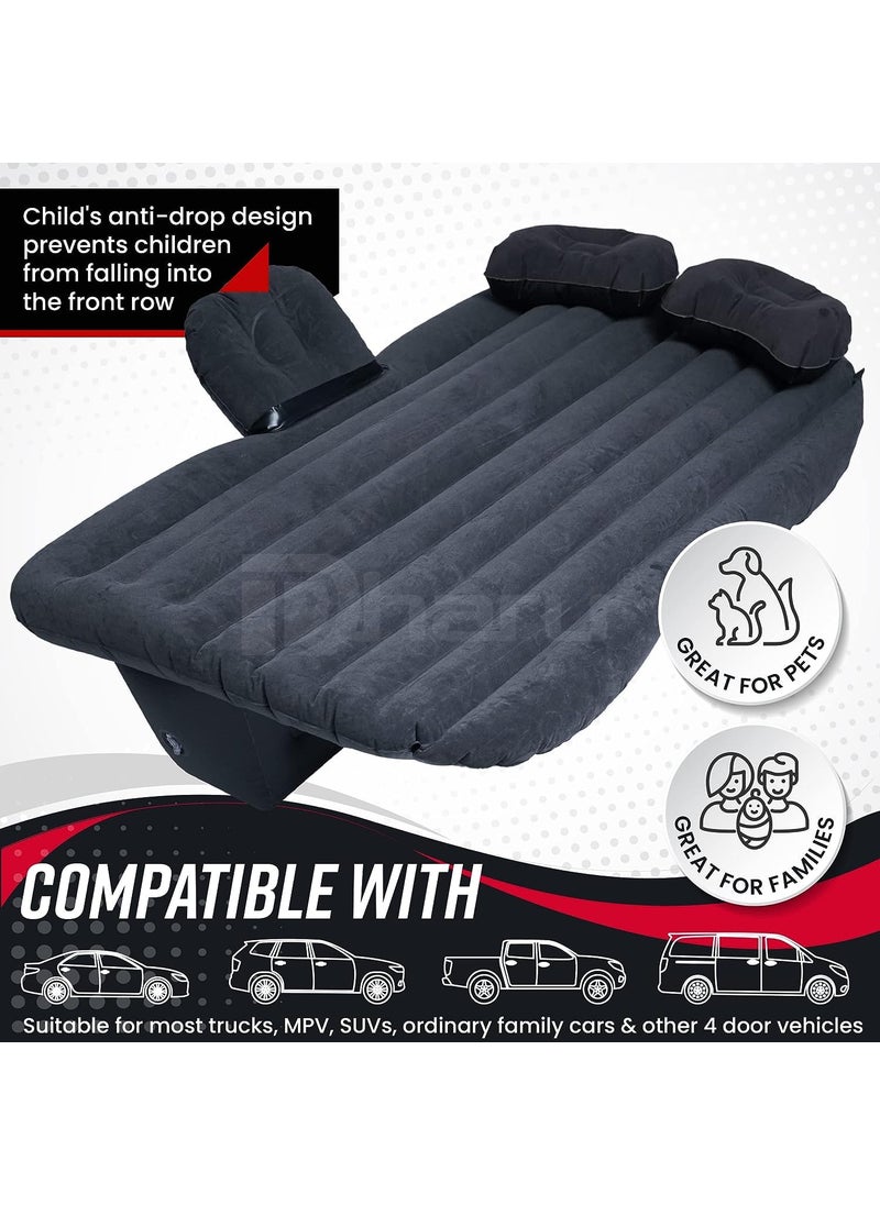 DHARU DHARU Portable Multifunctional Baby Car Air MattressCar Inflatable Bed with Electric Pump and 2 Air PillowQuick Inflatable Back Seat BedTravelTripsCampingPicnicPool BeachUniversal FitBlack  - Image 3