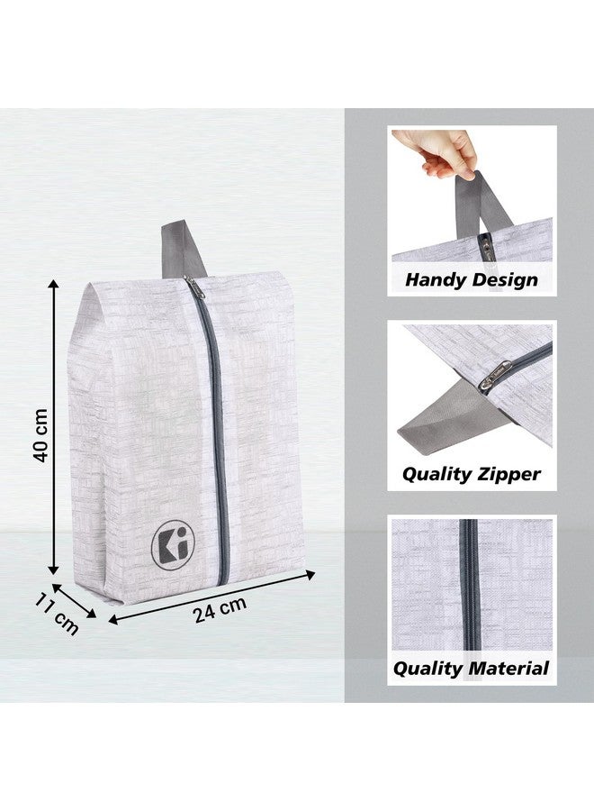 Kuber Industries Kuber Industries Pack of 24 Travel Organizer | Travel Carrying Bag | Toiletry Pouch with Chain | Shoe Cover for Travel-Hiking-Adventure | Multipurpose Storage Organizer Bag | Jute-Print | Grey - Image 3