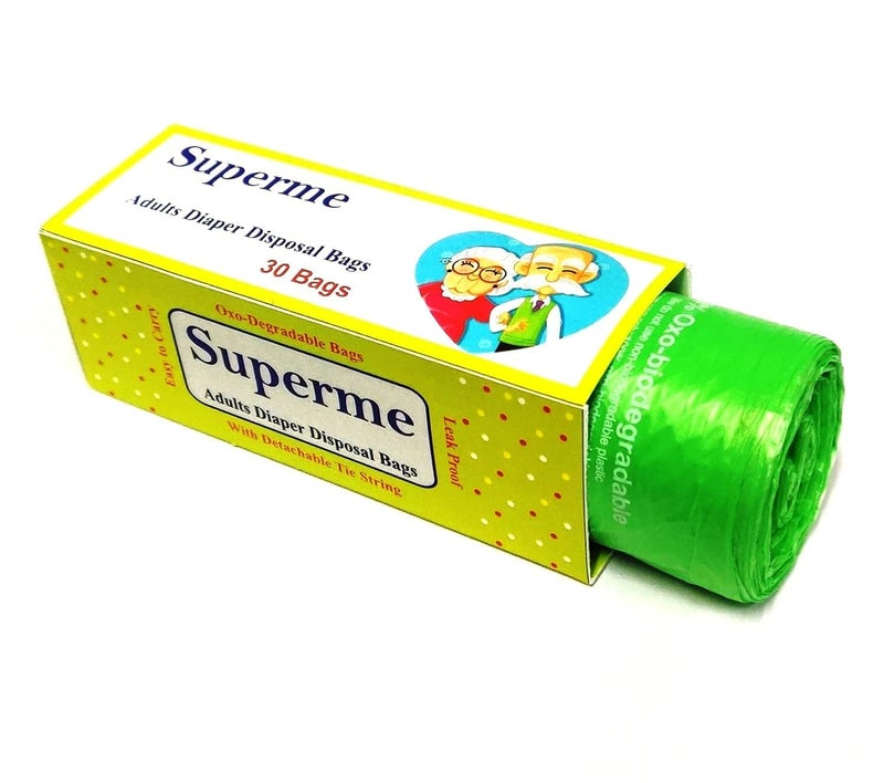 Superme Adults Diaper Disposable Bags (120 Bags) | Extra Large Size 17inch X 19inch. Specifically designed for Adult Diaper Disposal - Image 5