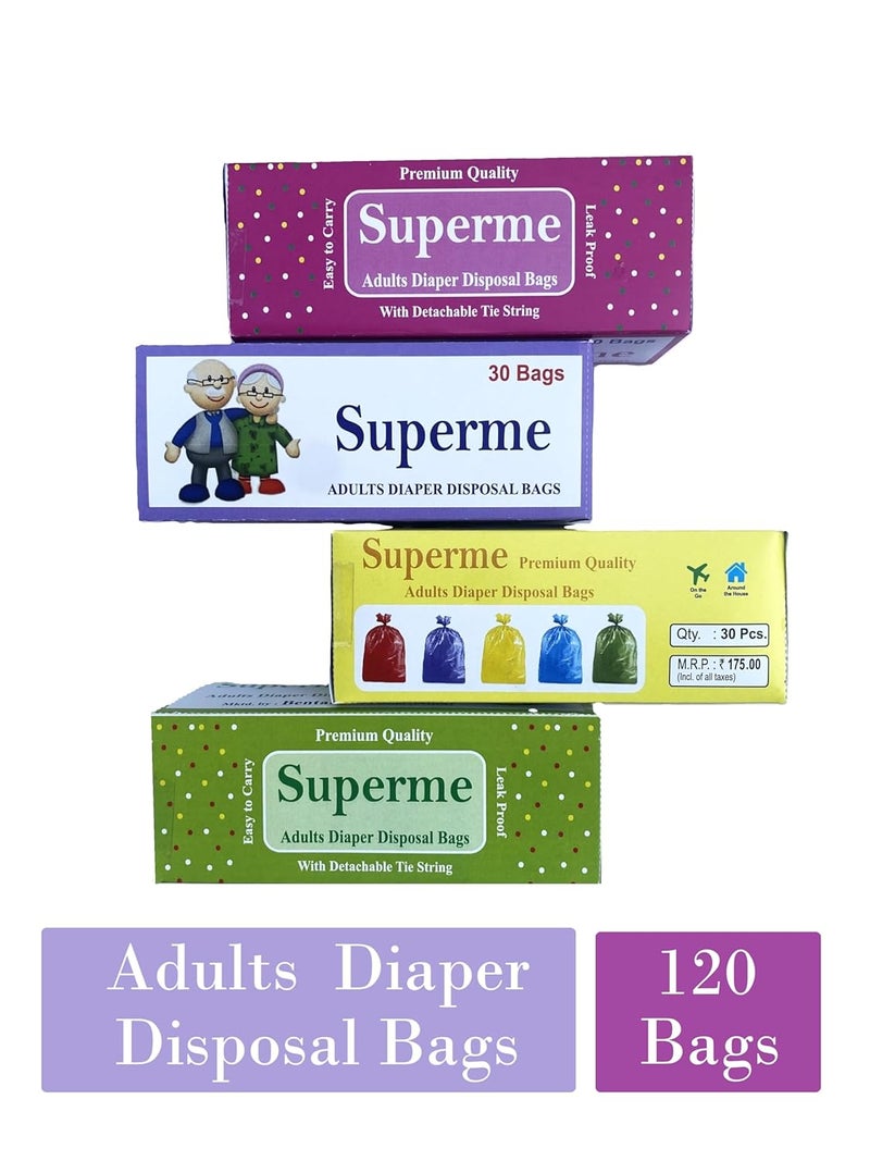 Superme Adults Diaper Disposable Bags (120 Bags) | Extra Large Size 17inch X 19inch. Specifically designed for Adult Diaper Disposal - Image 4