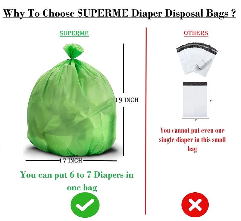 Superme Adults Diaper Disposable Bags (120 Bags) | Extra Large Size 17inch X 19inch. Specifically designed for Adult Diaper Disposal - Image 2