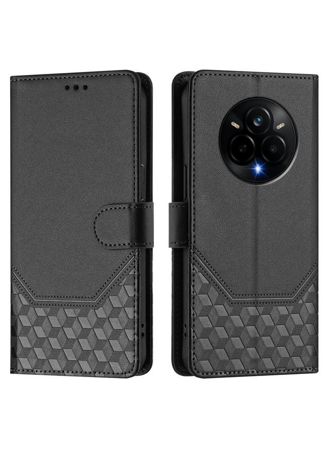 اس-توب جراب لهاتف Realme 14 Pro 5G من الجلد بنقش قرص العسل بتقنية RFID - Image 2